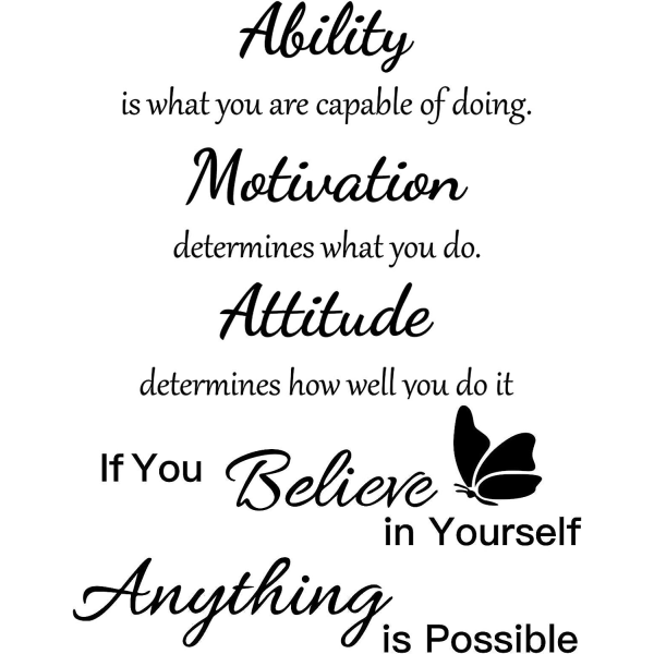 1 Sheets of Vinyl Wall Quotes Stickers Ability Motivation Attitud