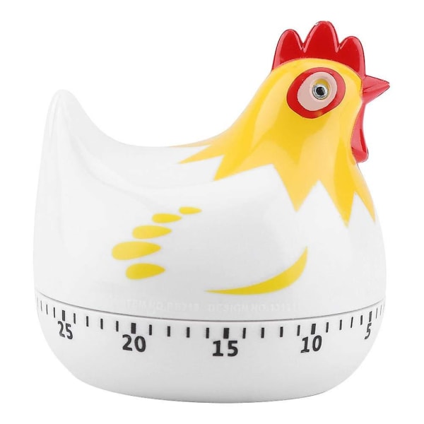 Kycklingtimer, söt kycklingtecknad kökstimer för matlagning, söt påminnelse nedräkningstimer, present till matlagning och bakning (vit)