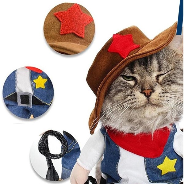 Julekostymer for hund eller katt Cowboy med hattM