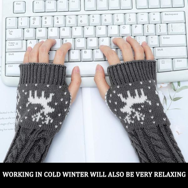 Vinter Fingerless Handsker - Dame Arm Varmer Handsker Strik Hæklet