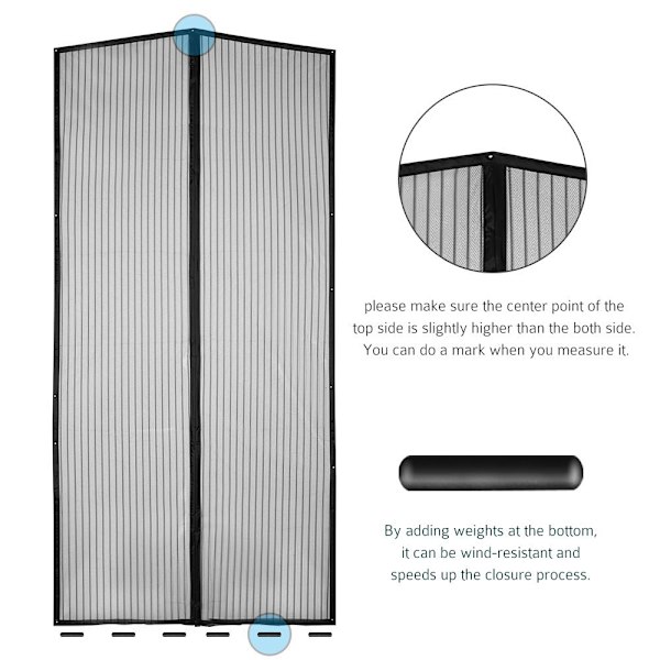 Tilpasset magnetisk myggenet, 100x210cm (39x83 tommer) Magnetisk myggenetdør Selvlukkende kæledyr tilladt til gangdøre, sort