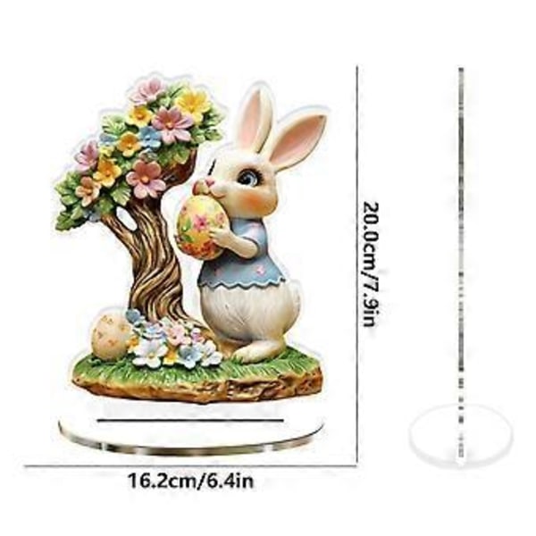 Påskehare Egg Akryl Skrivebordsdekorasjon Høytidsdekorasjon Uthulet Ornament C