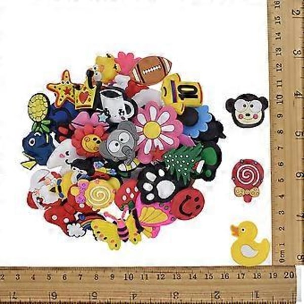 100 stk. Skosmykker, PVC Tegneserie Sko Charms Sko Charms for Croc Sko Charm for Crocs Sko, Bursdagsfestgave