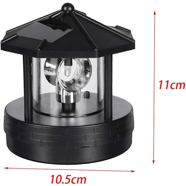 LED-driven solcellsfyr, 360 graders roterande lampa, vattentät staty, roterande lampor för utomhus trädgård gård dekoration