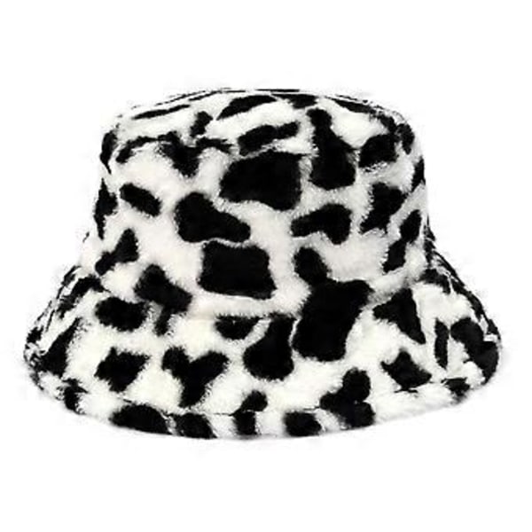 Fashion Vinter Bucket Hat Dame Herre Varme Hatte Vintage Blød Fiskerhue (Ko Mønster A)