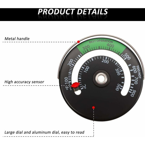 Magnetisk spis termometer brand termometer mätare för trä