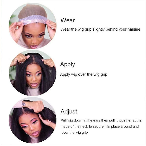 Wig Grip Band Non Slip Transparent Silicone Wig Fix Silicone Wig Grip Natural Grip Headbands For Women Comfort Elastic Wig Grip Cap (2 Packs, Pink)
