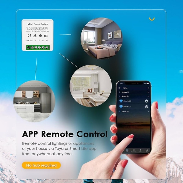 Tuya Mini Wifi og Zigbee bryter Diy 2-veis kontroll timer relé automatisering