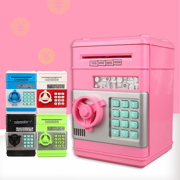 Highttoy Sparbössa för Barn 3-12 År Elektronisk ATM Pengasäkerhet för Barn Spargris ATM Lösenord Pengasäkerhet (Silver)