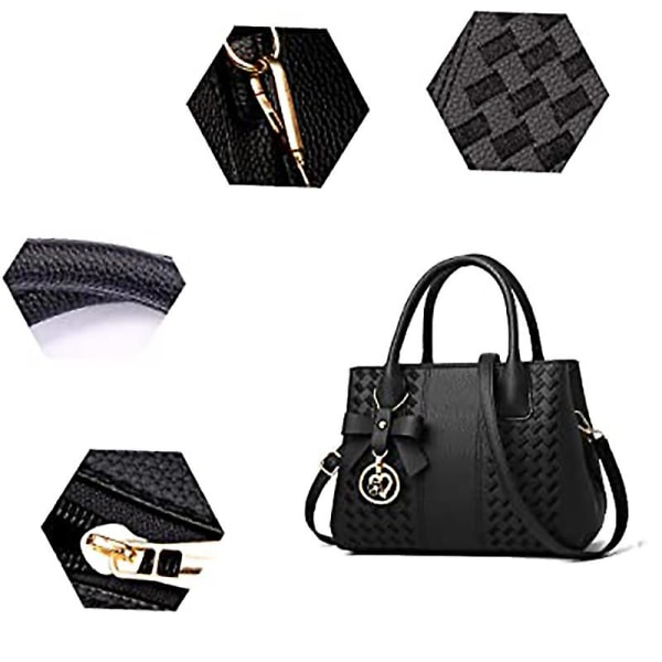 Handväskor och handväskor för dammode, läderhandtag för damer (svart)