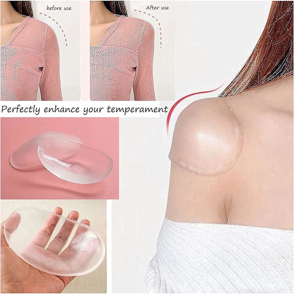 Axelkuddar för damkläder Naturlig halkfri självhäftande klibbig återanvändbar axelstöd Silica gel Transparent