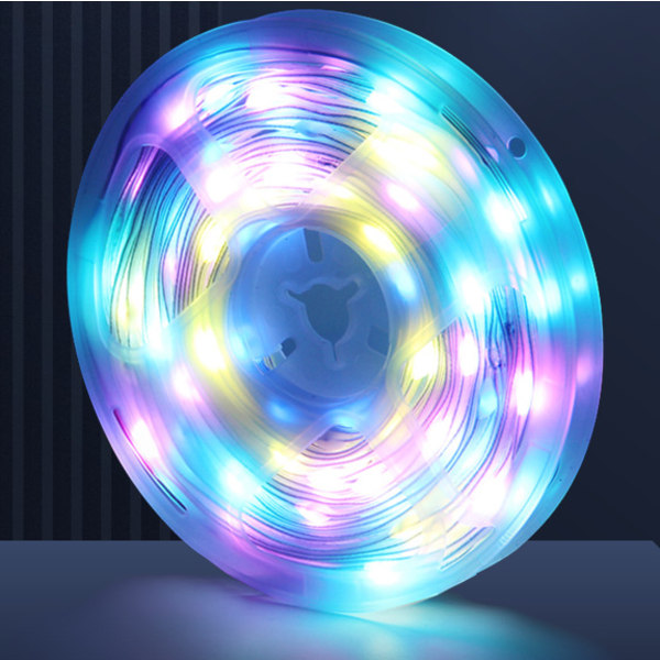 10m RGB lædertrådsslyngelampe Bluetooth stemmestyring AP