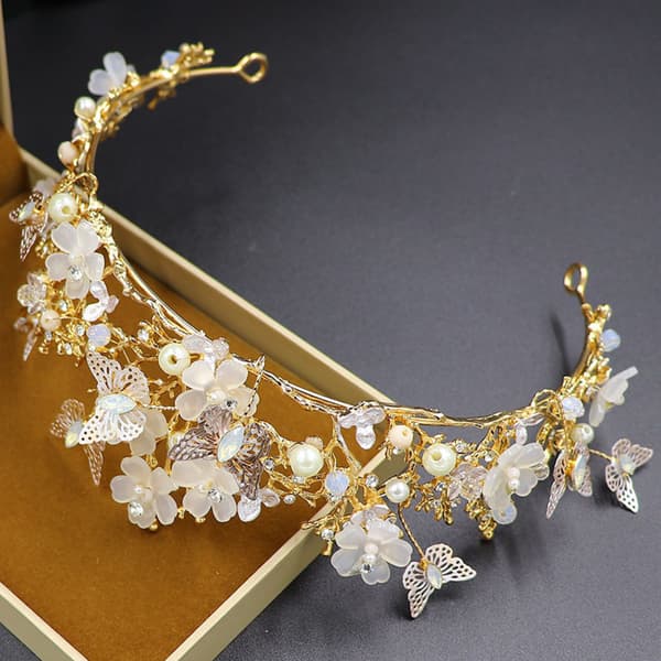 Sommerfugl Blomster Brude Tiara Krone Legering