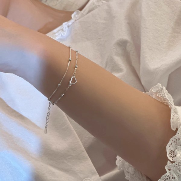 Högkvalitativa dubbelskiktade staplade armband, kärleksfulla hjärtan