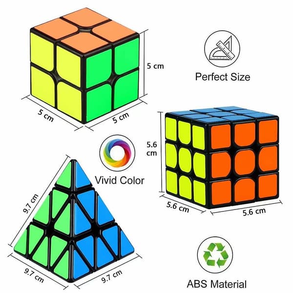 Speed Cube Sæt, Cube Bundle 2x2 3x3 Pyramide Magisk Puzzle Cube Legetøj Til Børn (3 Pak)