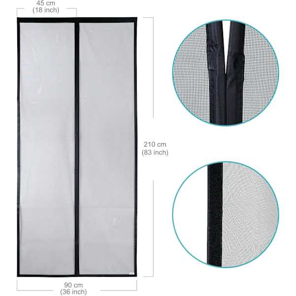 Magnetisk myggenet til dør - Heavy Duty Mesh, Top to Bottom M