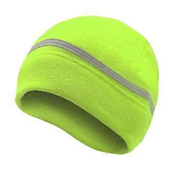 Reflekterende Fleece Hue Vinterhue med Reflekterende Stribe Fleece Tyk Hue Sikkerhedshue til Ski Cykling Ridning Vandring (grøn)