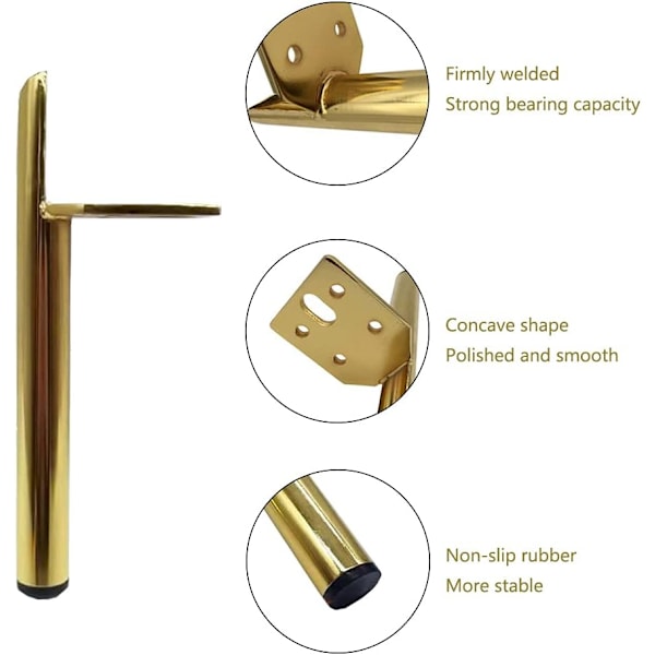 1 Sæt med 4 Metalben, 13cm/5.12inch Jernben, Møbelben, I