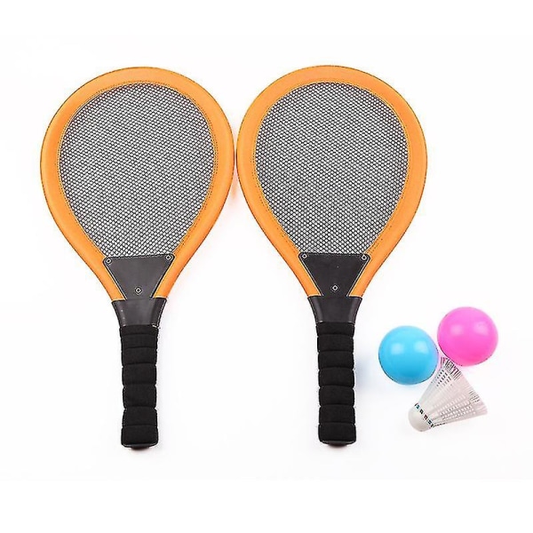 Badmintonsæt til børn med 2 ketchere, bløde træningsbolde og badmintonfugle - junior tennisketsjer Legespil Strandlegetøj