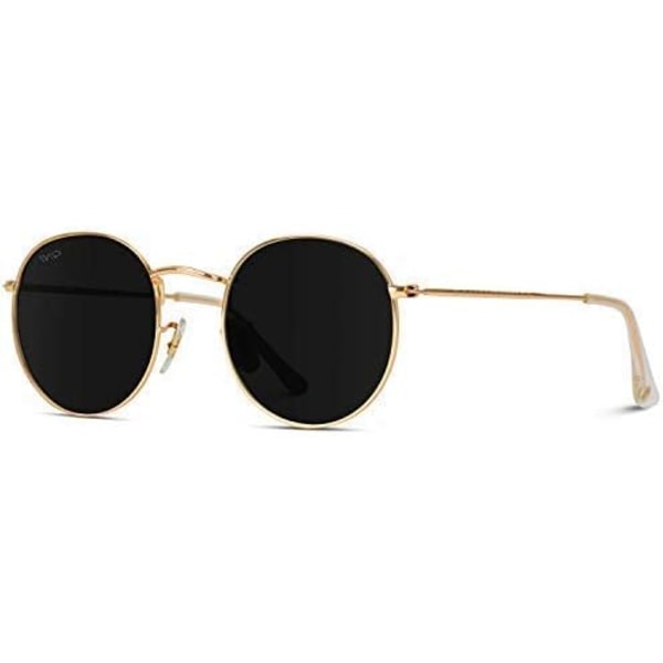 Trendy runde solbriller med reflekterende linser