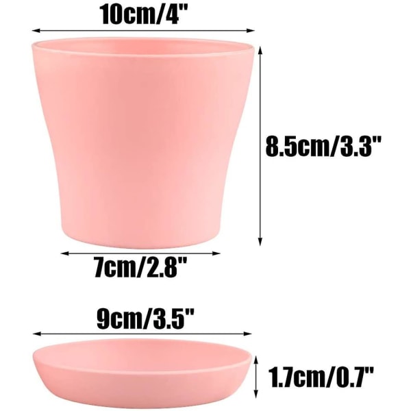 8 stk 10 cm små fargerike plantepotter i plast, blomsterpotter for innendørs planter, 8 farger