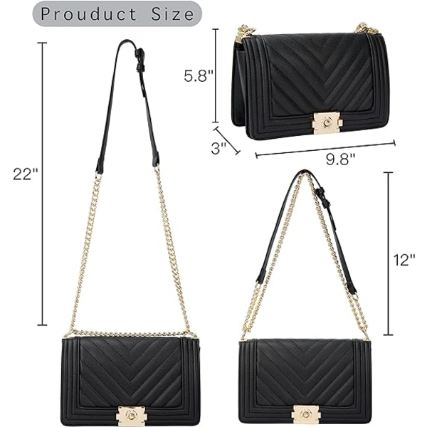 Women's Quilted Shoulder Bag - Classic PU Leather Square Shoulder