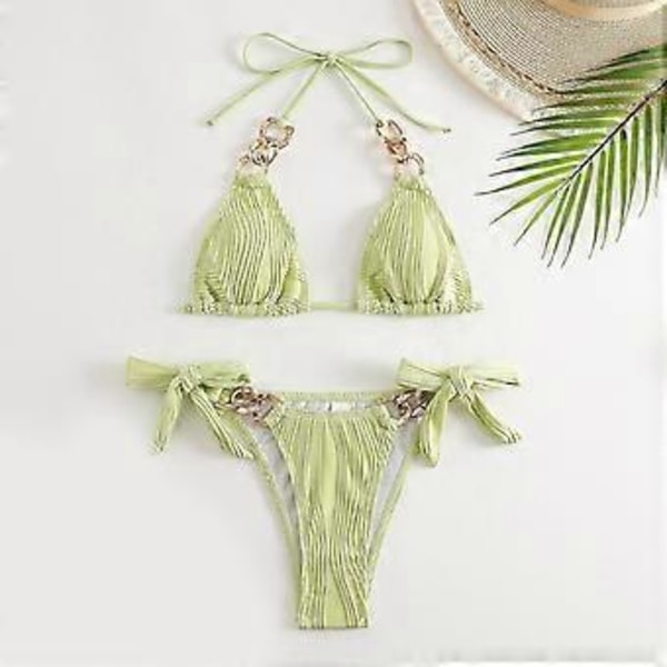 Sexy Bikini Sett Dame Badedrakt Push-up BH Bikini Sett 2 Deler Badedrakt Strandklær String Bikini Sett Rosa S Pink S