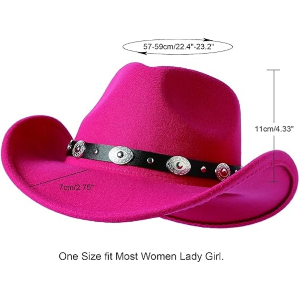 Women Men Felt Wide Brim Western Cowboy Hats Belt Buckle Panama H