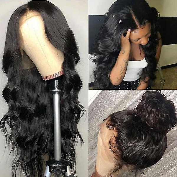 Peruk Mittendel Långt Hår med Body Wave för Kvinnor