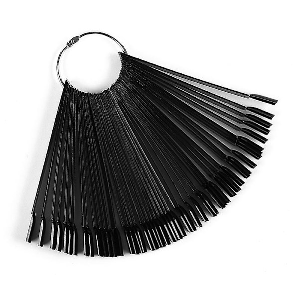 50x Nagelkonst Tips Färg Pop Sticks Display Fläkt Övning Starter Ring Klar（Svart）