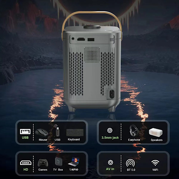 4k-projektori, jossa 260 ANSI 8000L, tukee 2,4 GHz:n WiFiä ja Bluetooth 5.0:aa