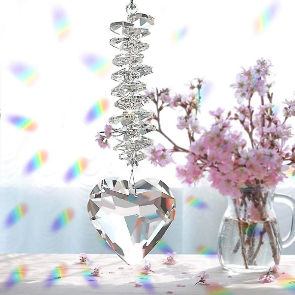 45mm Klar Glas Hjärta Kristallkula Prisma Hänge. Hängande Kristaller Suncatcher(utan låda)