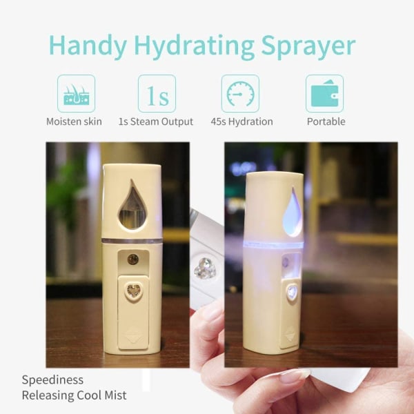 Nano Pulvérisateur Ansiktsbehandling, Mini Vaporisateur Portable pour Beauté Visage Nettoyant Pores Eau SPA Hydratant – Blanc
