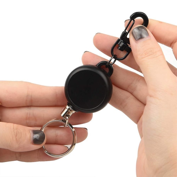 10 stk. Heavy Duty Retractable Key Chain Badge Reel Clips Med 65cm Ståltråd