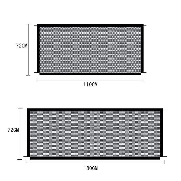 Hundehegn, hundedør til sikkerhed, hundegitter til trapper, sort 110 * 72 cm kæledørslåge med 4 kroge (180 * 72 cm)