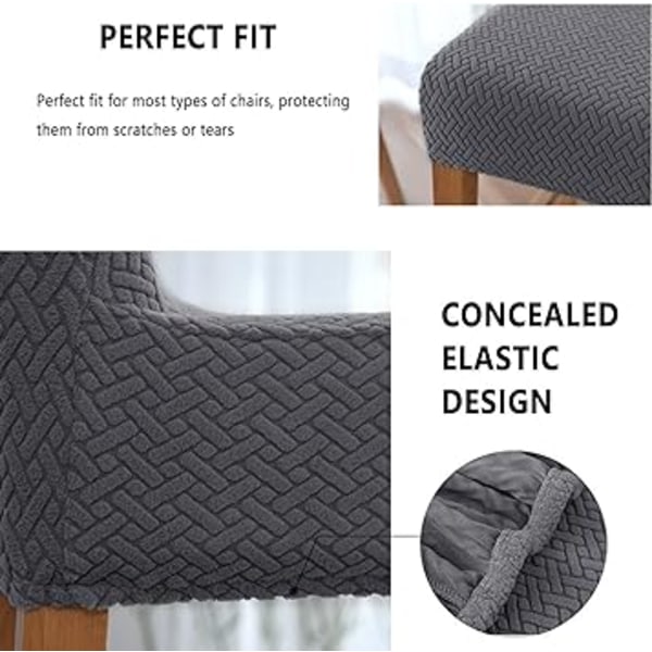 Mörkbrun - Set om 1 Jacquard Stretch Barstol Överdrag Disk Hei