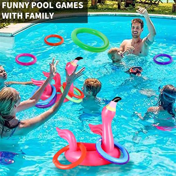 5 stk. oppustelige flamingo poollegetøj ringkast billardspil, F