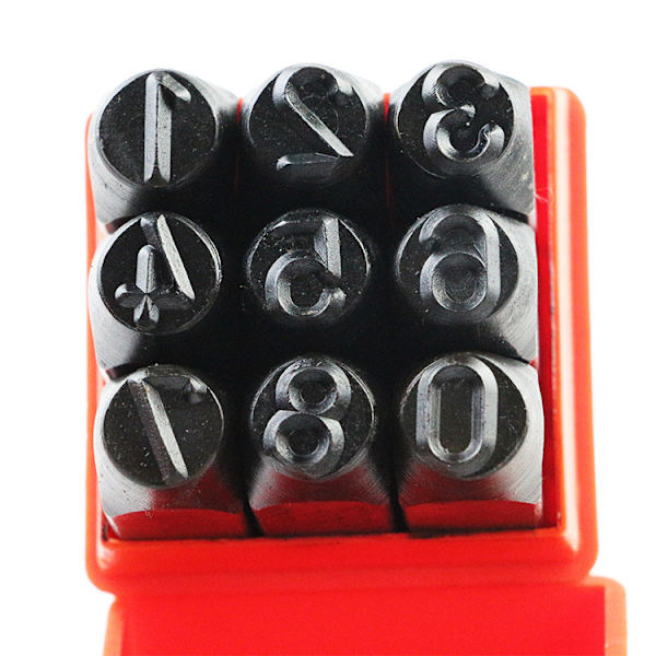 Stempel / punsle bogstaver, alfabeter og tal markører 1 - 9, numer