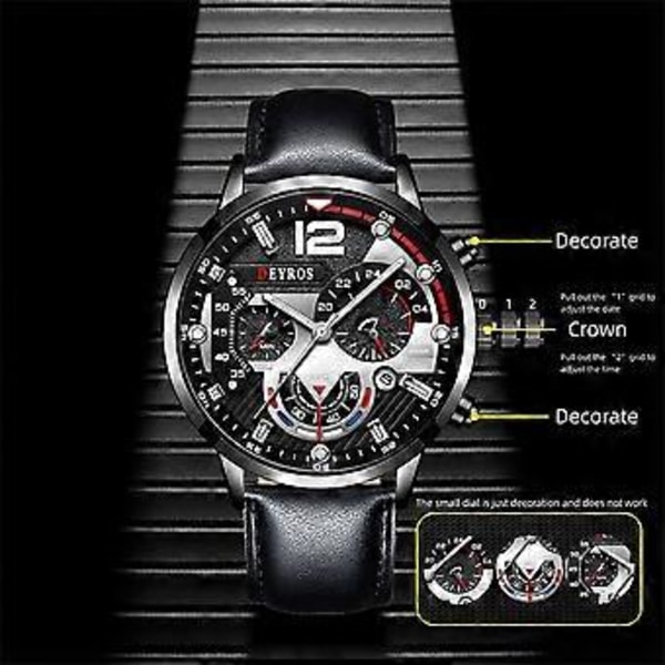 Lyxig Herrklocka i Rostfritt Stål Casual Quartz Analog Armbandsur NY