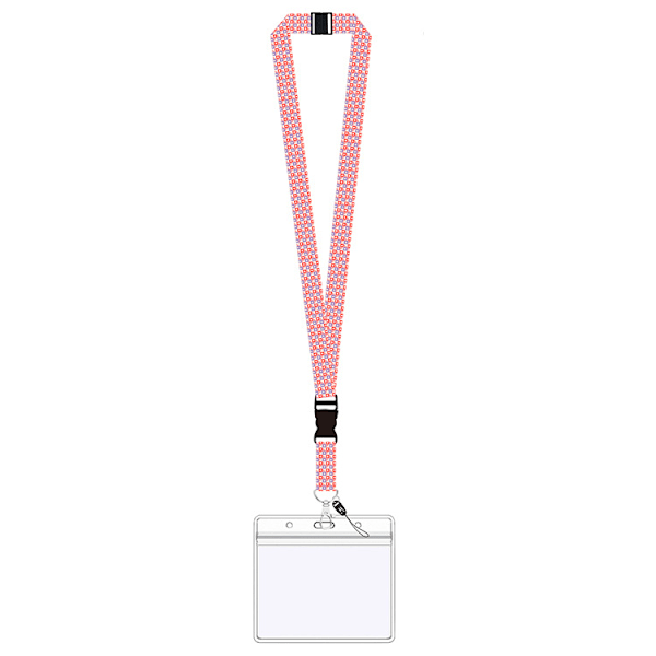 Hängande rep-halsband med klämma, inklusive halsband och transparent badge-klämma, vattentät, kan hålla nyckel ID-kort (rosa)
