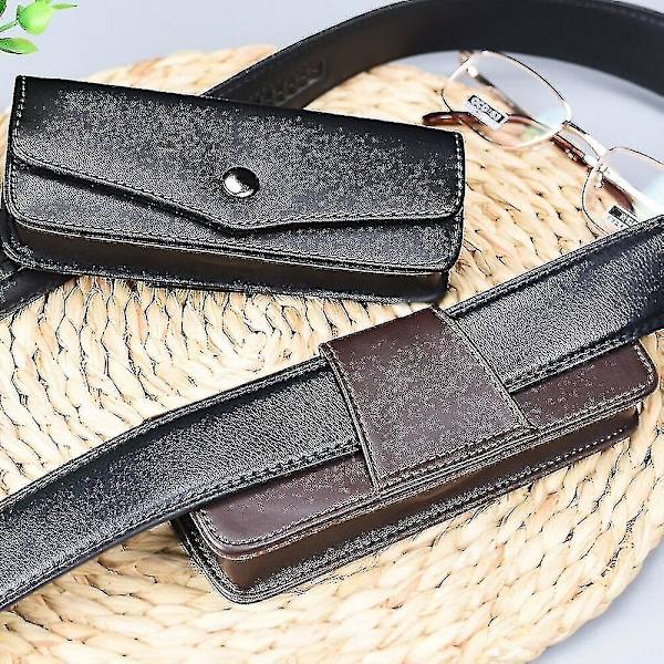 Bælte Bærbar Ko Hud Brille Etui Mænd Bærbar Læder Læsebriller Opbevaringsboks Telefon Tasker