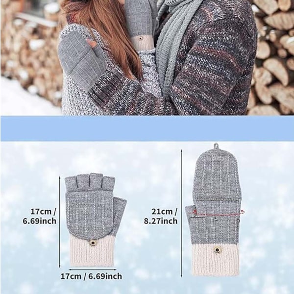 Stickade handskar Fingerless handskar Halvfingerhandskar med fällbar topp