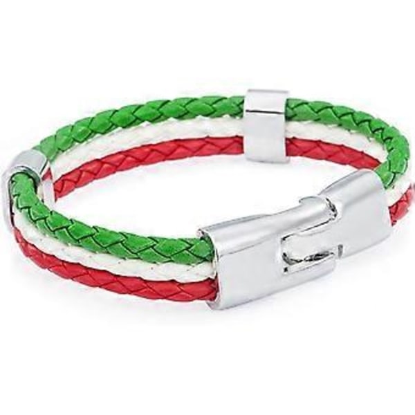 Flettet italiensk tricolore tema unisex armbånd grøn hvid og rød