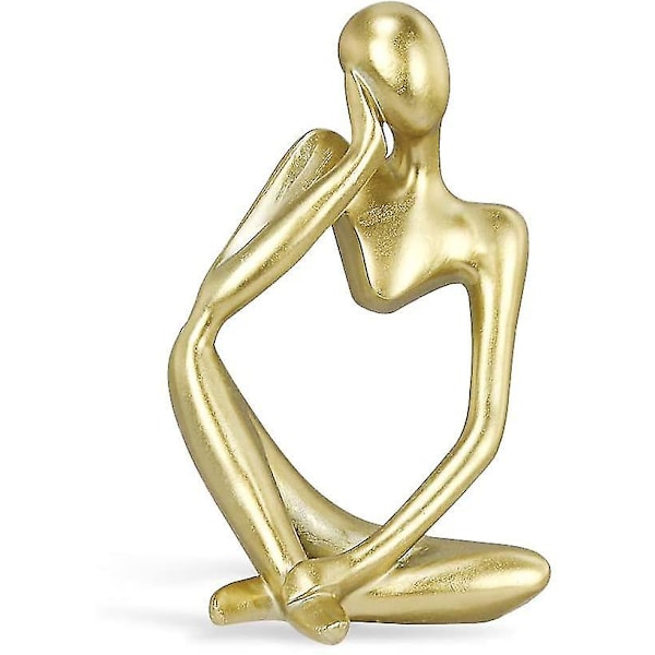 Tænker Statue, Abstrakt Skulptur i Resin, Tænker Mands Statue, Samleobjekter Kunst (guld, Venstre)