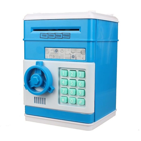 Highttoy Pengeboks for barn i alderen 3-12 Elektronisk minibank pengeskap for barn Spargris minibank ATM-passord pengeskap (blå)