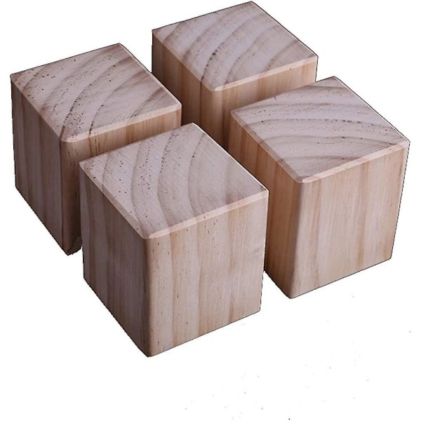 Set med 4 möbelben Trä Hemmöbler Riser Möbel Fötter Säng Ökning 5x5x8cm