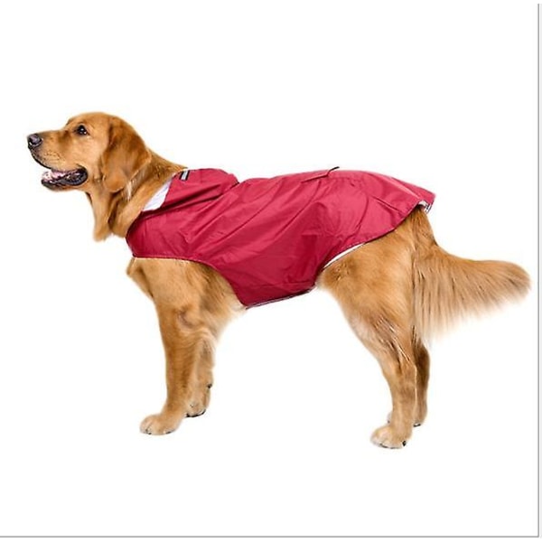 Ekstra stor hættehunde regnfrakke med reflekterende striber 100% vandtæt hunderegnjakke（6xl）