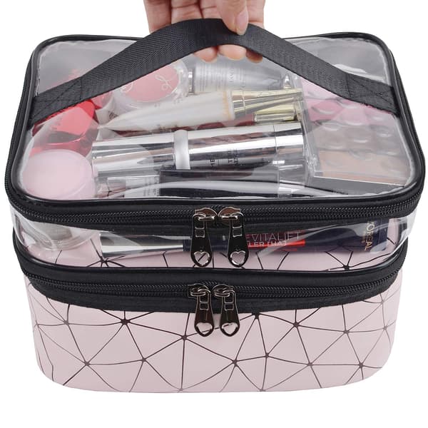 Makeup tasker dobbelt lag rejse kosmetik tasker make up arrangør