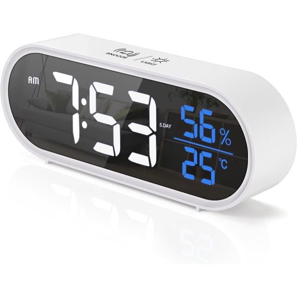 Digital vekkerklokke Stor LED fuktighet temperatur display, USB R