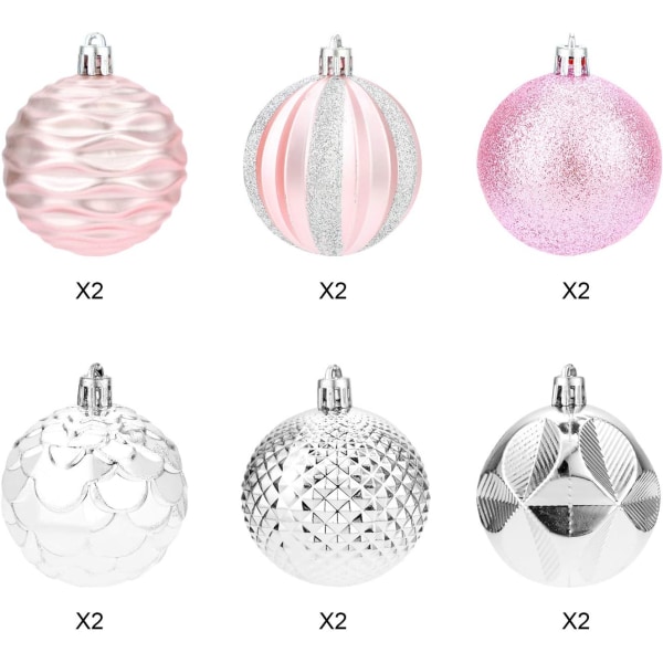 Julekuleornamenter, 12 stk 2,38 tommer/6 cm usynlige C